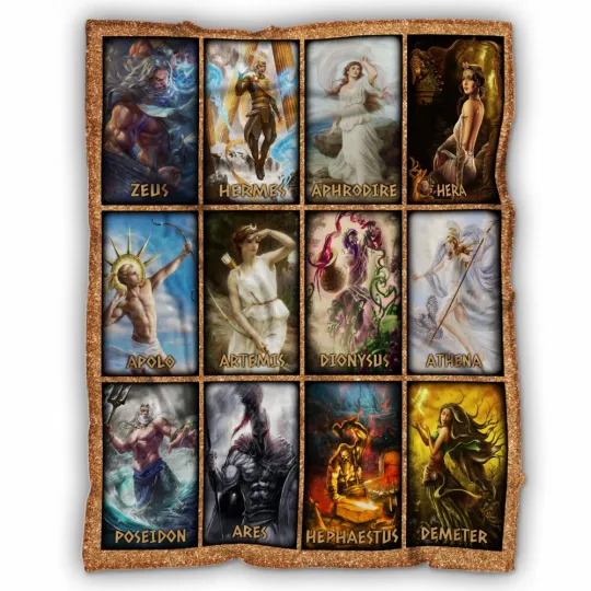 Discover Greek Blanket- Ancient Olympia Greek Gods Fleece, Sherpa Blanket