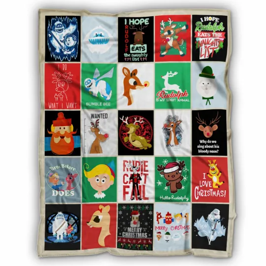 Rudolph The Red Nosed Reindeer Blanket, Christmas TV Fleece, Sherpa Blanket