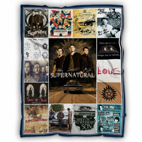 Supernatural Blanket, Supernatural TV series Fleece Sherpa Blanket Soft and Cozy