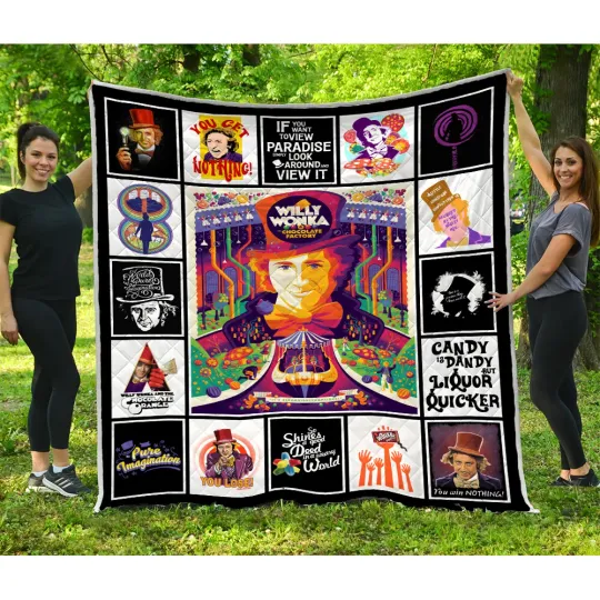 Willy Wonka Quilts, The Chocolate Factory Quilt Blanket, Johnny Depp