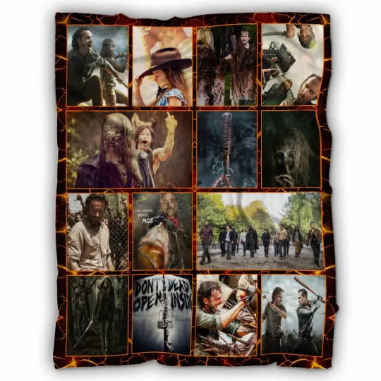 Discover The Walking D Blanket, Zombie Apocalypse Fleece Sherpa, Horror Blanket