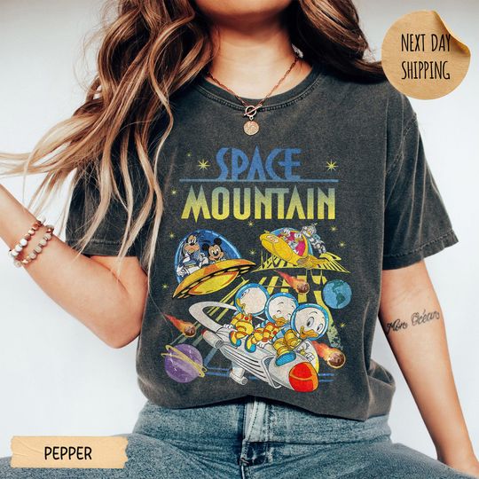 Discover BM Vintage 90s Space Mountain Comfort Colors Shirt, Retro Mickey and Friends Shirt