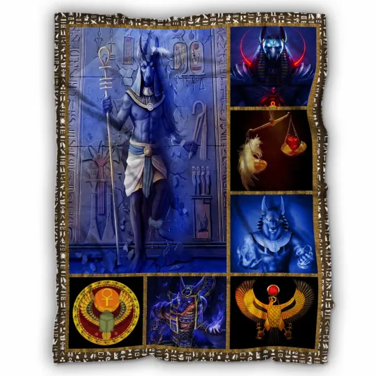 Discover Anubis Blanket, Ancient Egyptian God Of Dead Fleece, Sherpa Blanket