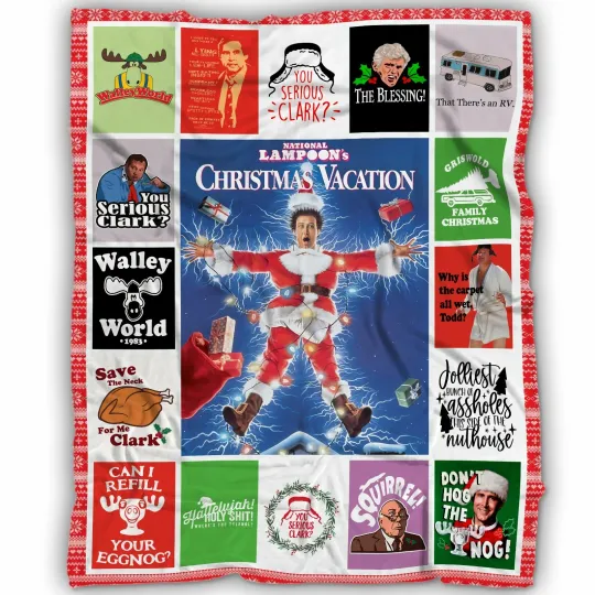 Discover Funny Christmas Movie Quotes Blanket – Holiday Comedy Collage Cozy Throw