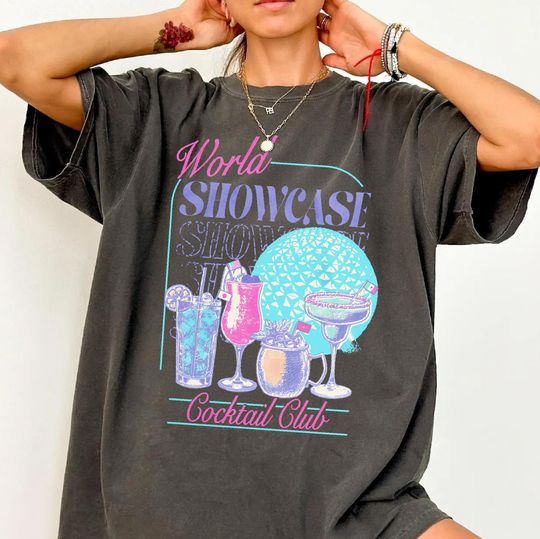Discover Comfort Colors Epcot Drinking Shirt, World Showcase Cocktail Club T-shirt