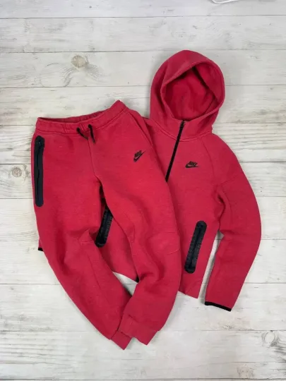 Discover Nike Tech Fleece TrackSuit Zip Up Hoodie And Pants Men Sz XXS Red