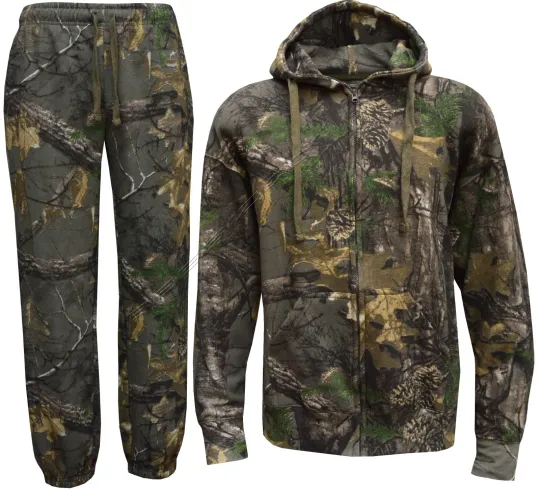 Discover Camouflage Outfit Set Full Zip Hoodie and Joggers with Zipped Pockets Camo Suit
