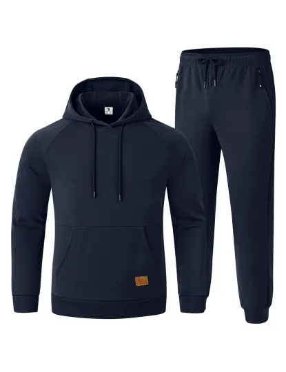 Discover Hoodie and Sweatpants Set for Men Sweat Track Suit Jogging Workout Athletic 2...