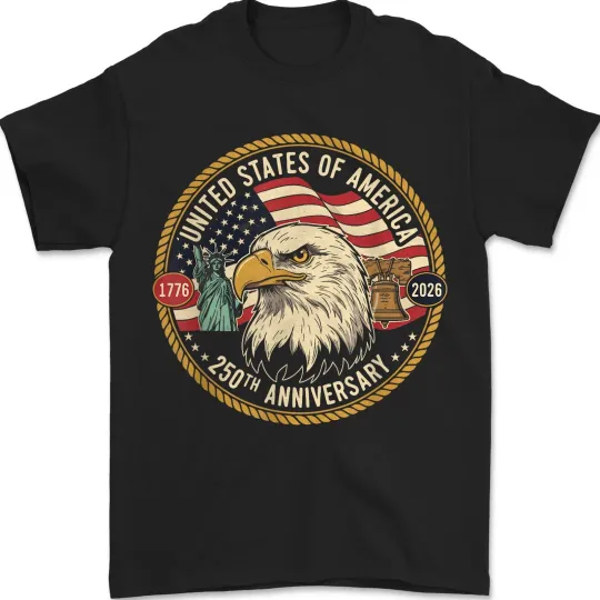 Discover USA 250th Anniversary 1776-2026 Eagle Liberty American Patriotic Unisex T-Shirt