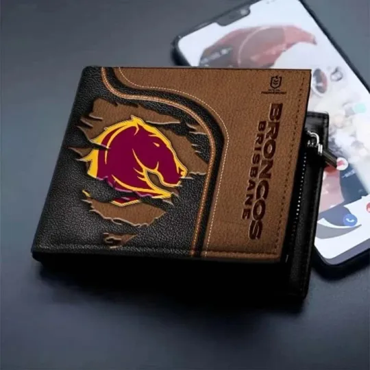Discover Brisbane Broncos NRL Leather Wallet for Men