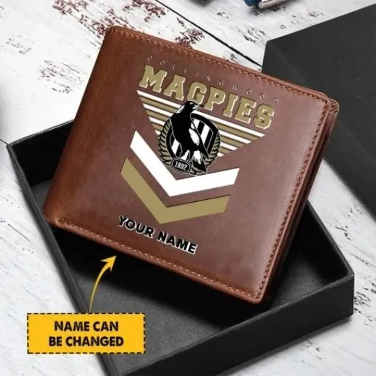 Discover Collingwood Magpies Custom Name Special Edition Leather Wallet