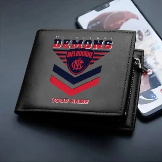 Discover Melbourne Demons  Custom Name Special Edition Leather Wallet