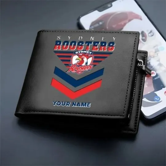 Discover Sydney Roosters Custom Name Special Edition Leather Wallet