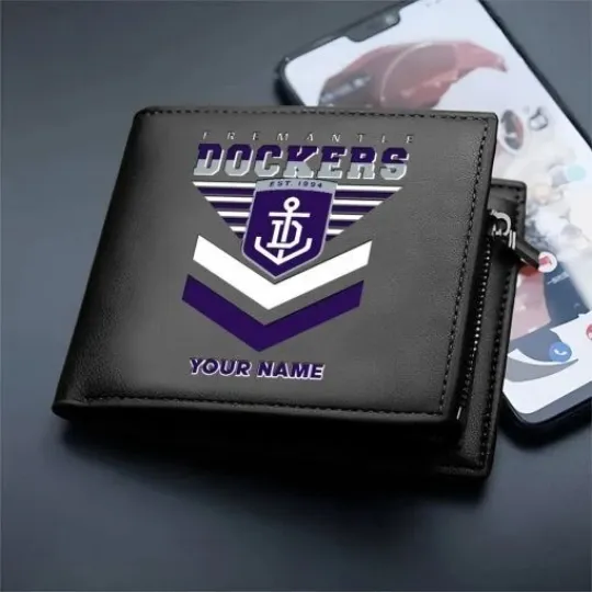 Discover Fremantle Dockers  Custom Name Special Edition Leather Wallet