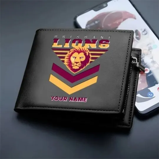 Discover Brisbane Lions Custom Name Special Edition Leather Wallet