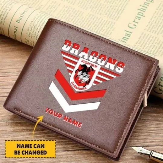 Discover St. George Illawarra Dragons Custom Leather Wallet for Men