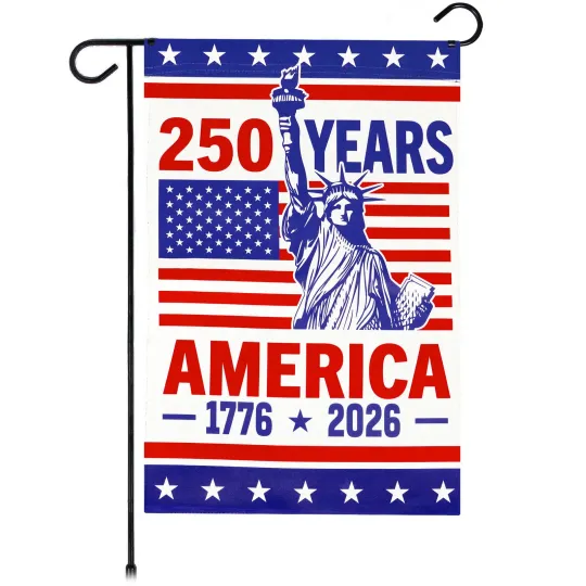 Discover America 250th Anniversary Statue of Liberty Garden Flag 12x18 In Double Sided