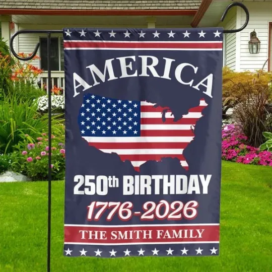 Discover Happy 250th Birthday USA Flag America Anniversary House Garden Flag