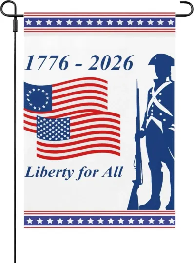 Discover America 250th Flag 1776-2026 4th of July Garden Flag Anniversary Decor
