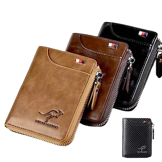 Discover Mens RFID Blocking Leather Wallet Credit Card ID Holder Zipper Purse Waterproof