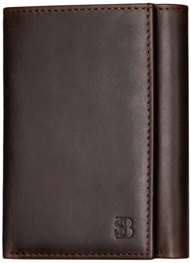 Discover Real Leather Trifold Slim Wallets For Men Mens Wallet W/ ID Window RFID Blocking