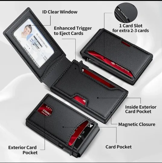 Discover Men's Wallet Black Bifold magnetic RFID Blocking card ID holder Christmas Gift