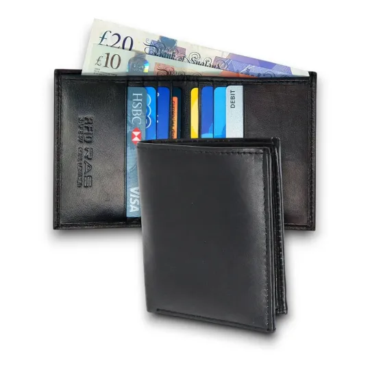 Discover Gents Black RFID Blocking Ultra Slim Genuine Leather Wallet Cards Notes Holder