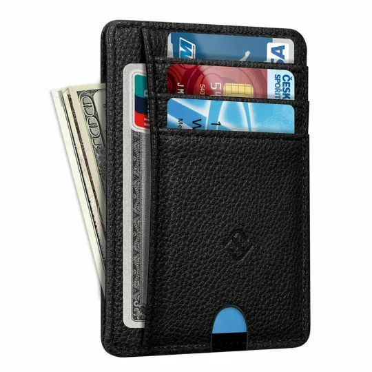 Discover Mens RFID Blocking PU Leather Slim Wallet Money Credit Card Slots Coin Holder