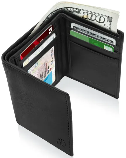 Discover Genuine Leather Wallets For Men Trifold Mens Wallet With ID Window RFID Blocking