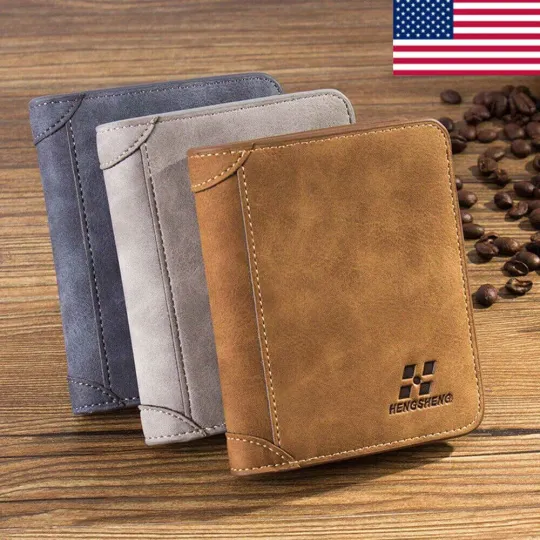 Discover Men's Leather Wallet Pocket ID Card Holder Billfold Slim Clutch Bifold Purse US