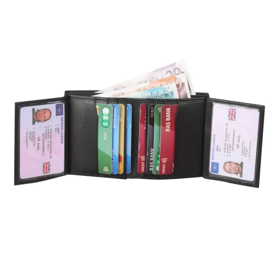 Discover Gents RFID Blocking Soft Smooth Real Leather Wallet Credit Card Holder Purse
