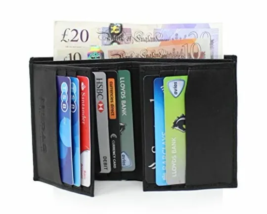 Discover Mans Soft Smooth Genuine Leather RFID Blocking Wallet Credit Card Holder Purse
