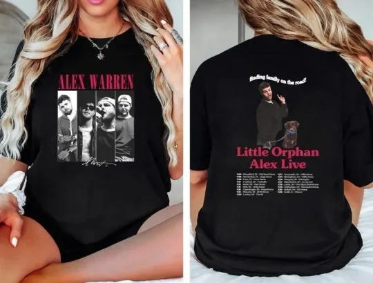 Discover Vintage Alex Warren Tour 2026 Double Sided Graphic T-Shirt