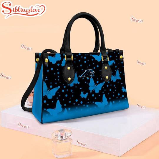 Discover football Carolina Panthers Butterfly Pattern Leather Handbag