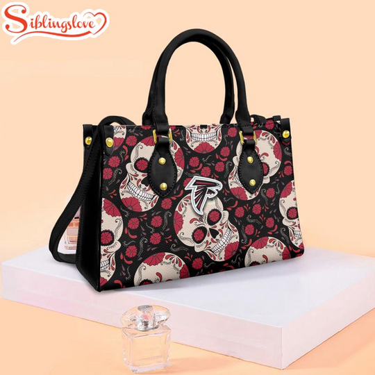 football Atlanta Falcons Skull Flowers Pattern Leather Handbag