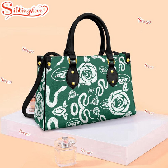 Discover New York Jets Rose and Flower Pattern football Leather Handbag