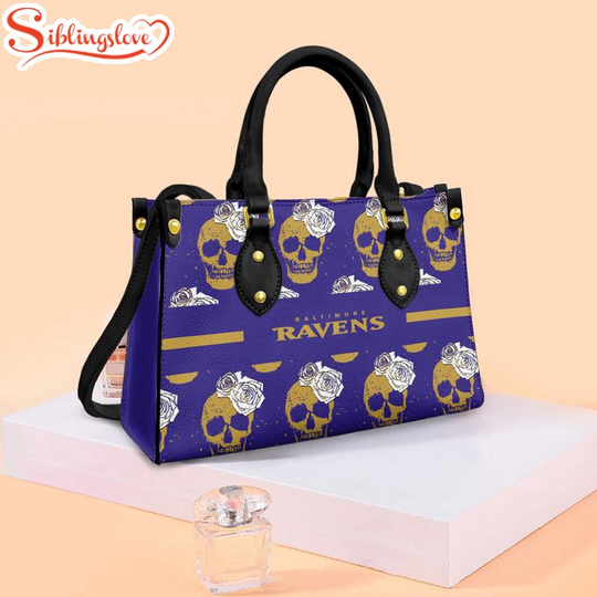 football Baltimore Ravens Skull and Flower Pattern Leather Handbag