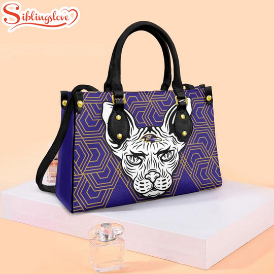 Discover football Baltimore Ravens Sphynx Cat Pattern Leather Handbag