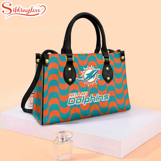 Miami Dolphins Wave Pattern football Team Leather Handbag