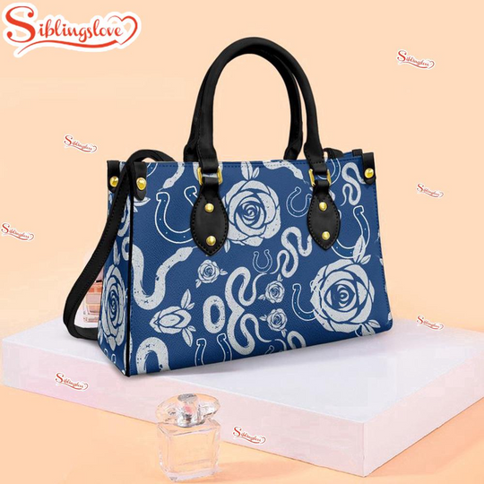 Indianapolis Colts Rose and Flower Pattern football Leather Handbag