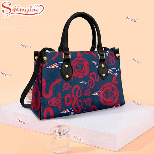 Discover New England Patriots Rose and Flower Pattern football Leather Handbag