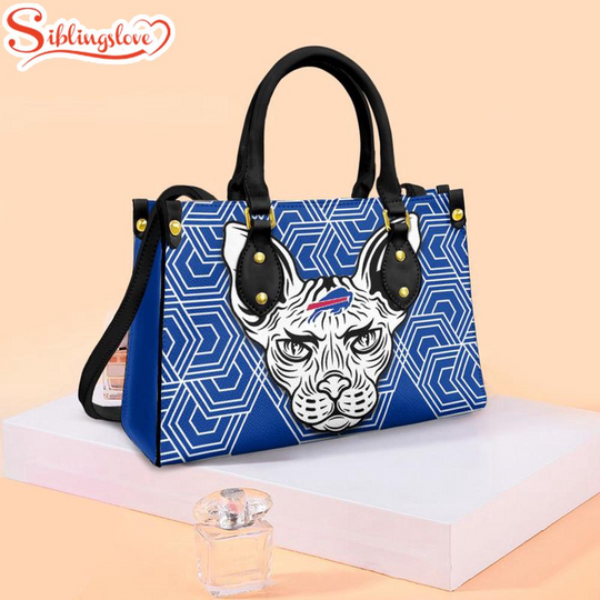 Discover football Buffalo Bills Sphynx Cat Pattern Leather Handbag