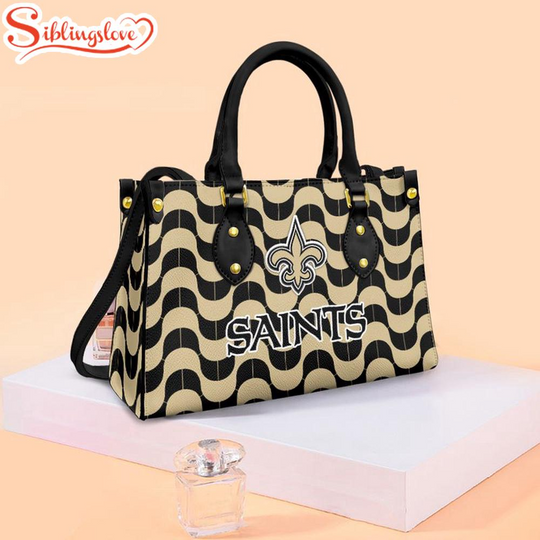 Discover New Orleans Saints Wave Pattern football Team Leather Handbag