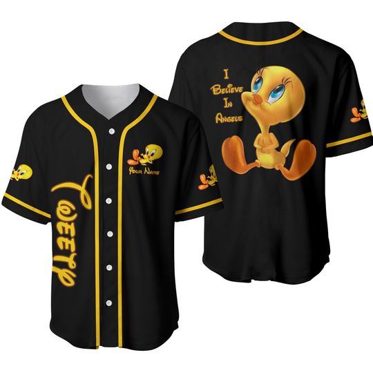 Personalized Tweety I Believe In Angels Baseball Jersey Shirt