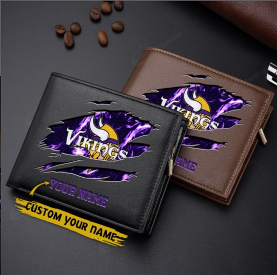 Minnesota Vikings Men Wallet For Fans, Gifts For Football Lovers