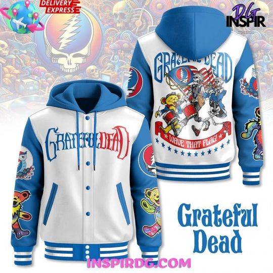 Grateful Dead Wave That Flag Hooded Varsity Jacket