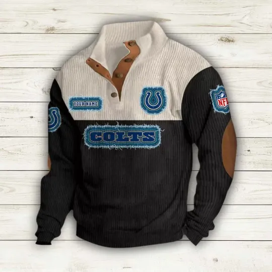 Personalized Indianapolis Colts Corduroy Stand Collar Sweatshirts