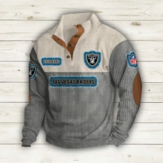 Personalized Las Vegas Raiders Sports Corduroy Stand Collar Sweatshirts