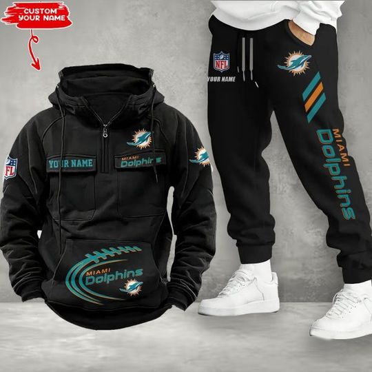 Miami Dolphins Vintage Men’s Cargo Hoodie And Pants