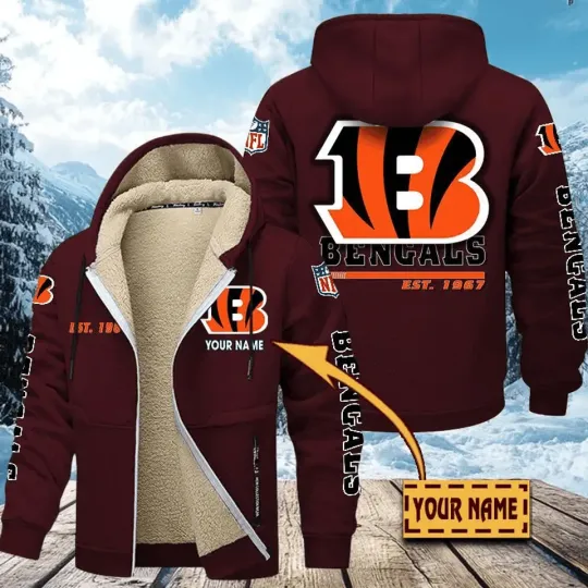 Discover Personalized Cincinnati Bengals Hoodie Zip Velvet Coat